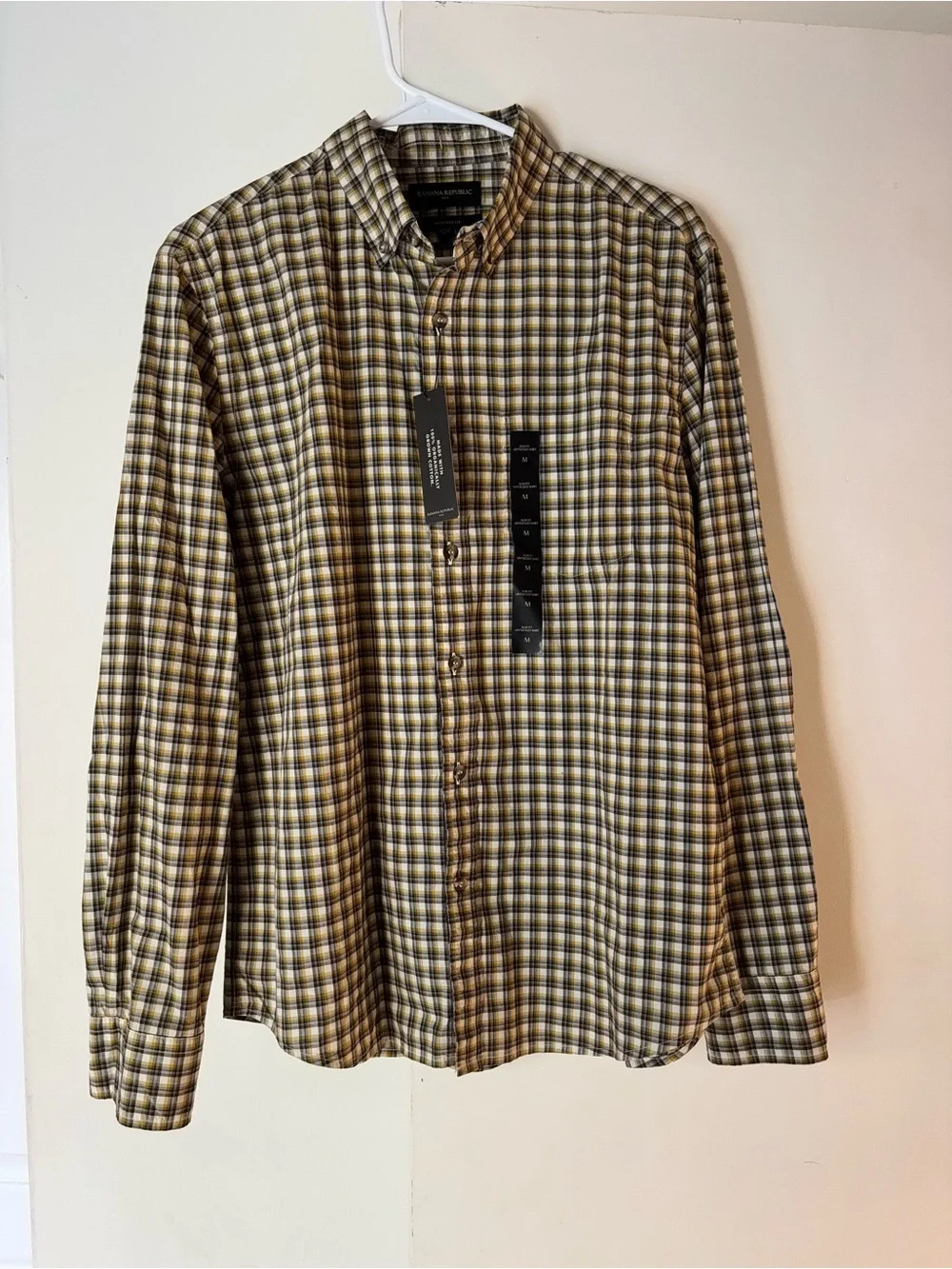Banana Republic Untucked Slim Fit Check Button-Down Shirt size Medium